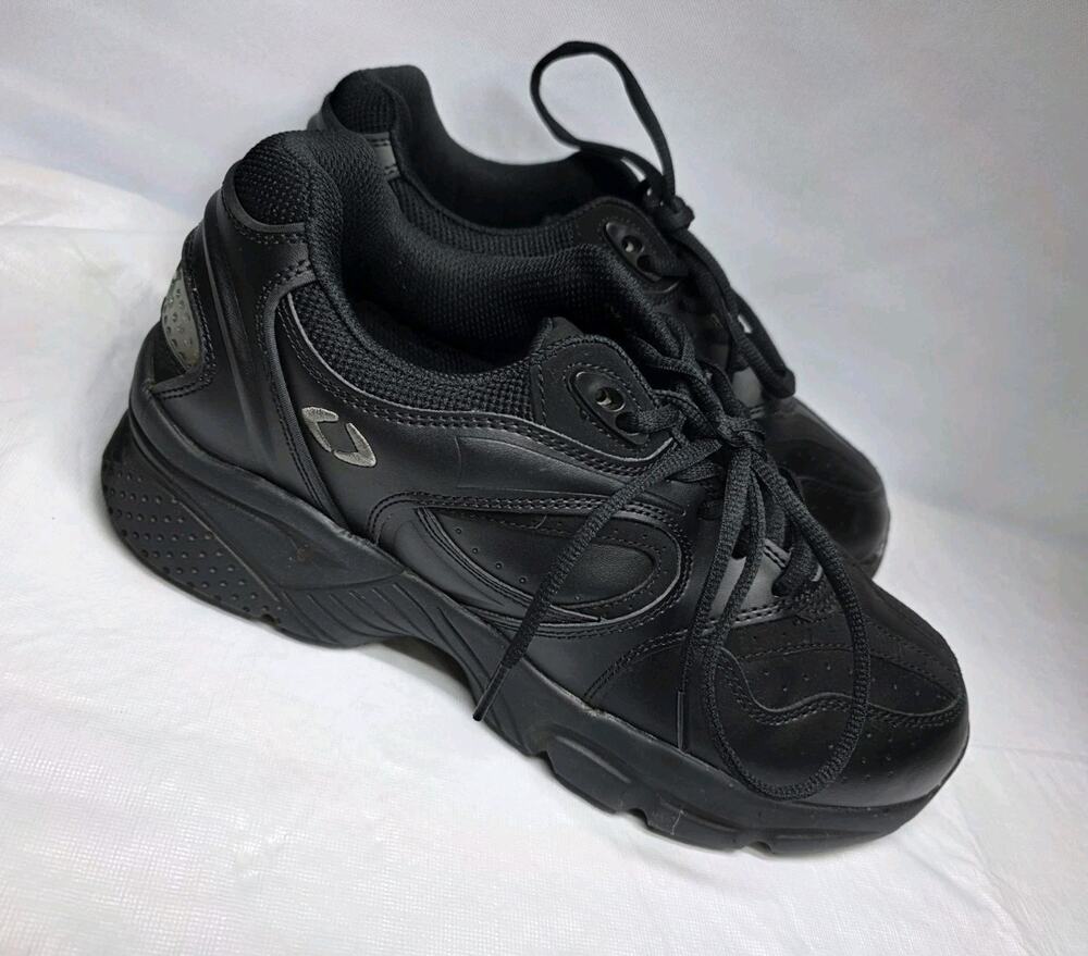 Men's Apex XV801 Athletic Triple Black Walking Shoes Sz 9.5 Wide Diabetic Ortho
